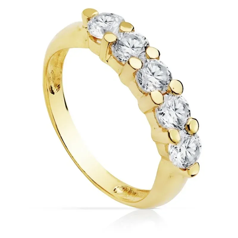 Sortija oro 18k quintillo entro circonitas 4mm. garras [AC0158]