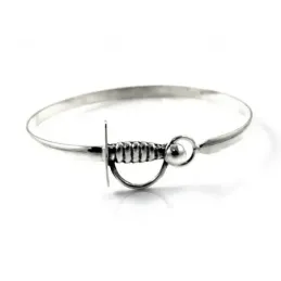 Brazalete plata Ley 925m liso rígido motivo estoque [AC0277]