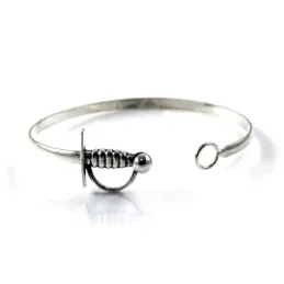 Brazalete plata Ley 925m liso rígido motivo estoque [AC0277]