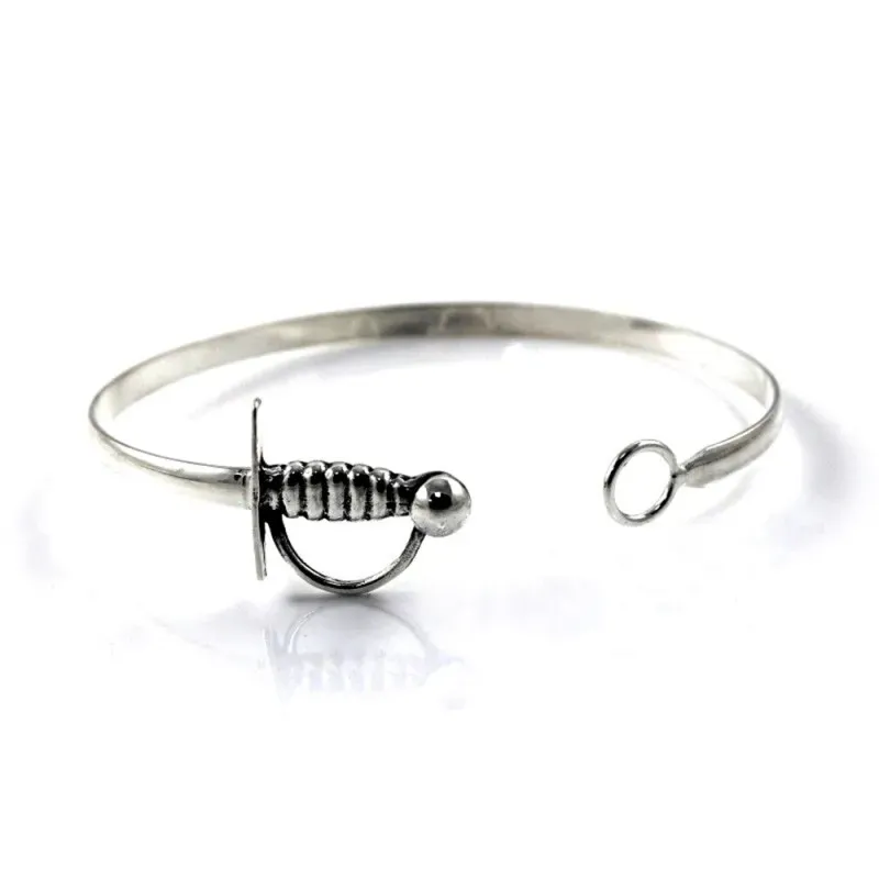 Brazalete plata Ley 925m liso rígido motivo estoque [AC0277]