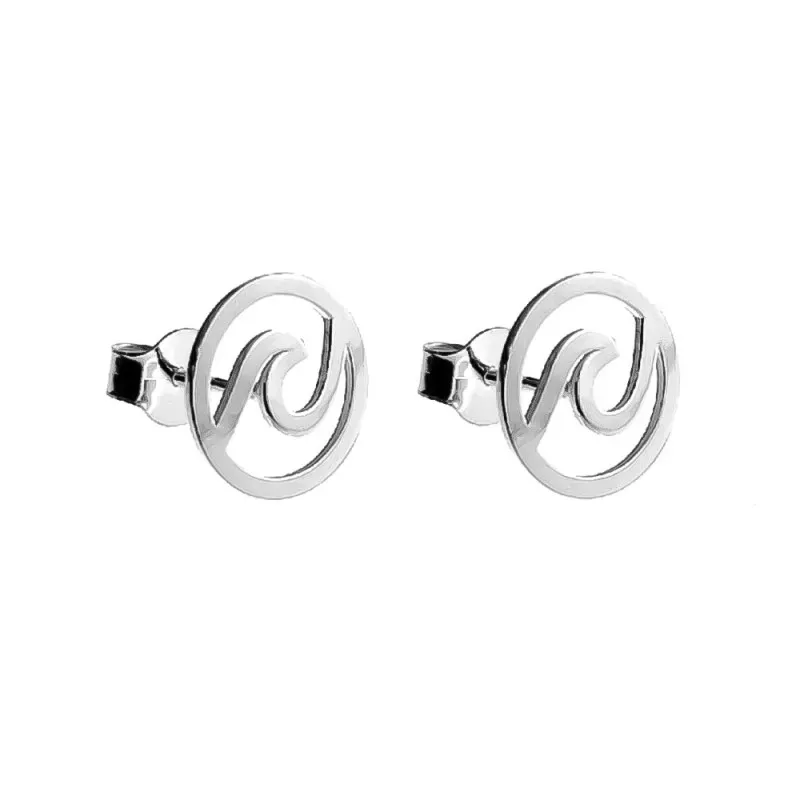 Pendientes plata Ley 925m motivo ola 1cm. cierre presión mujer [AC1196]
