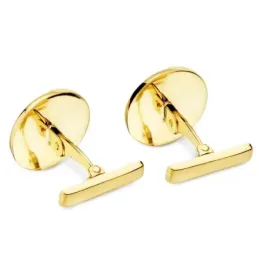 Gemelos oro 18k redondos 15.5mm. centro piedra azul hombre