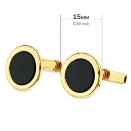 Gemelos oro 18k redondos 15.5mm. centro piedra azul hombre