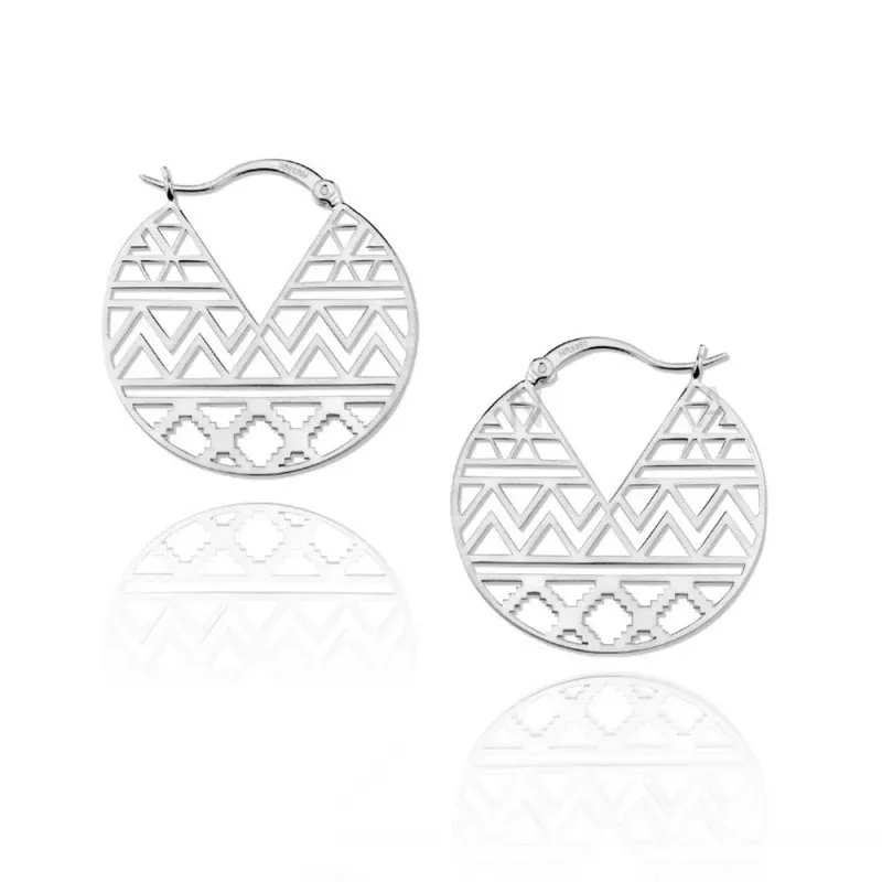 Pendientes plata Ley 925m mujer 30mm. rodiados formas caladas redondo cierre palillo