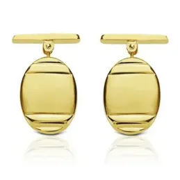 Gemelos oro 18k oval 18mm. mate y brillo 4 surcos hombre