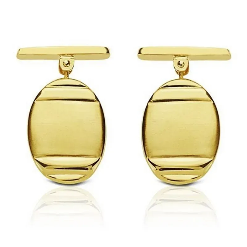 Gemelos oro 18k oval 18mm. mate y brillo 4 surcos hombre