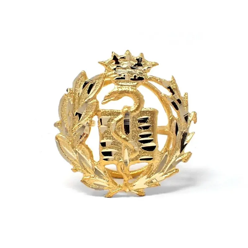 Insignia profesional Medicina oro 18k escudo pin solapa 17.7mm.