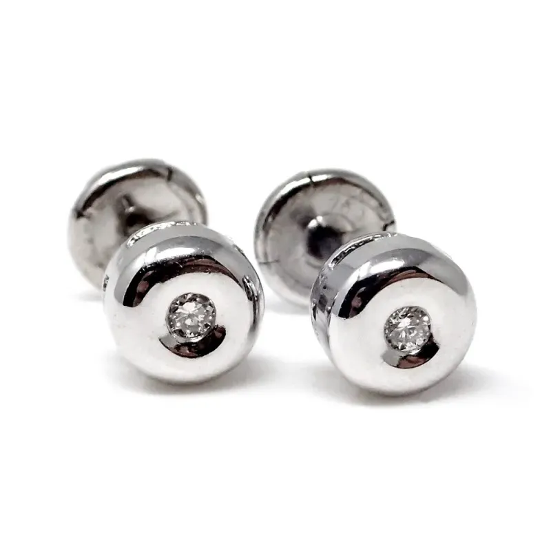 Pendientes Oro Blanco 18k modelo Tu Diamante (2 Diamantes 1,60mm. 0,04cts.) Medida: 4,65mm.