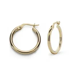 Pendientes oro 18k aros 19mm. huecos lisos mujer