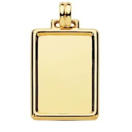 Colgante oro 18k chapa rectangular 34mm. lisa marco unisex