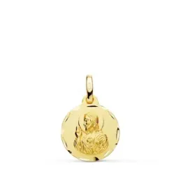 Medalla oro 18k colgante 14mm. Corazón de Jesús cerco tallado unisex
