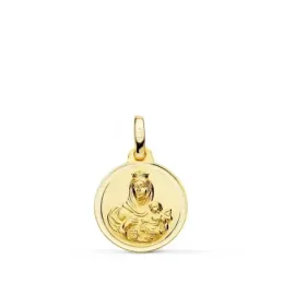 Medalla oro 18k colgante 14mm. Virgen del Carmen bisel unisex
