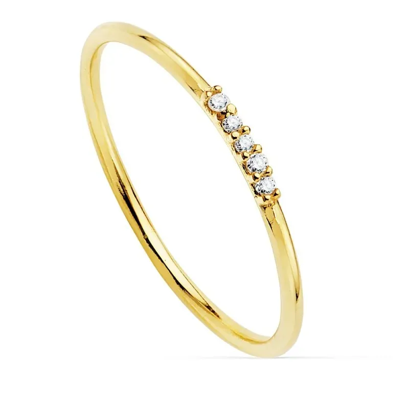 Sortija oro 18k recta redonda 1mm. diamantes brillantes 0.025ct. mujer