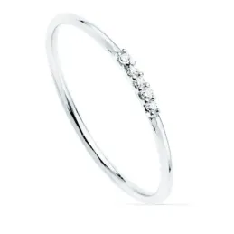 Sortija oro blanco 18k recta diamantes brillantes 0.025ct. cuerpo redondo 1mm. mujer