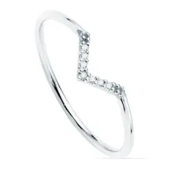 Sortija oro blanco 18k redonda 1mm. diamantes brillantes 0.035ct. mujer