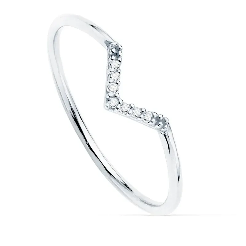 Sortija oro blanco 18k redonda 1mm. diamantes brillantes 0.035ct. mujer