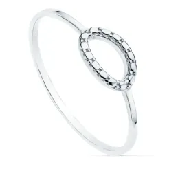 Sortija oro blanco 18k lisa motivo oval tallado 8x5mm. ancho 1mm. mujer
