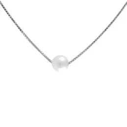 Colgante con cadena Oro Blanco 18k modelo Circles (1 perla veneciana de 6mm.) Cadena:43cm.