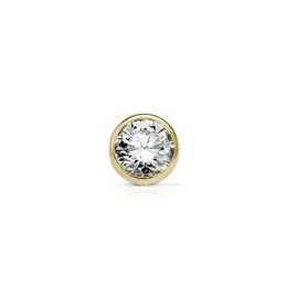 Pendiente suelto oro 18k medio par niña redondos 4mm. circonita cierre tornillo