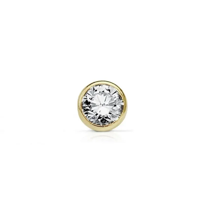 Pendiente suelto oro 18k medio par niña redondos 4mm. circonita cierre tornillo