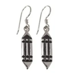 Pendientes plata Ley 925m largos 35mm. Atlante cierre hippie mujer