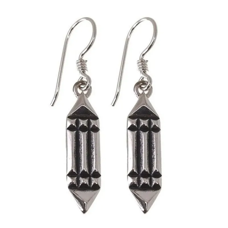 Pendientes plata Ley 925m largos 35mm. Atlante cierre hippie mujer