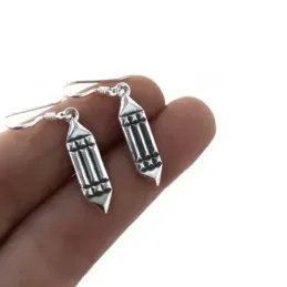 Pendientes plata Ley 925m largos 35mm. Atlante cierre hippie mujer