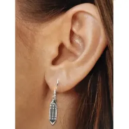 Pendientes plata Ley 925m largos 35mm. Atlante cierre hippie mujer