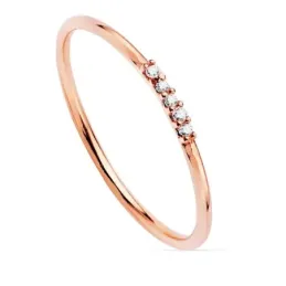 Sortija oro rosa 18k lisa centro 5 diamantes 0.025ct. cuerpo redondo