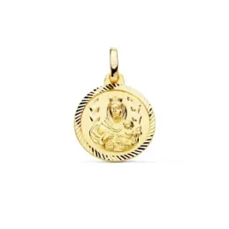 Medalla oro 18k escapulario 16mm. Corazón de Jesús Virgen del Carmen cerco tallado foma hélice