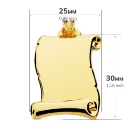 Colgante oro 18k pergamino 30mm. liso brillo
