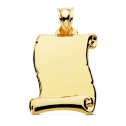 Colgante oro 18k pergamino 30mm. liso brillo