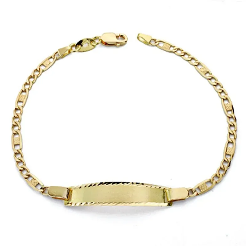 Esclava oro 18k 17cm. eslabón alterno 3x1 chapa borde tallado cierre