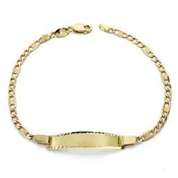Esclava oro 18k 17cm. eslabón alterno 3x1 chapa borde tallado cierre