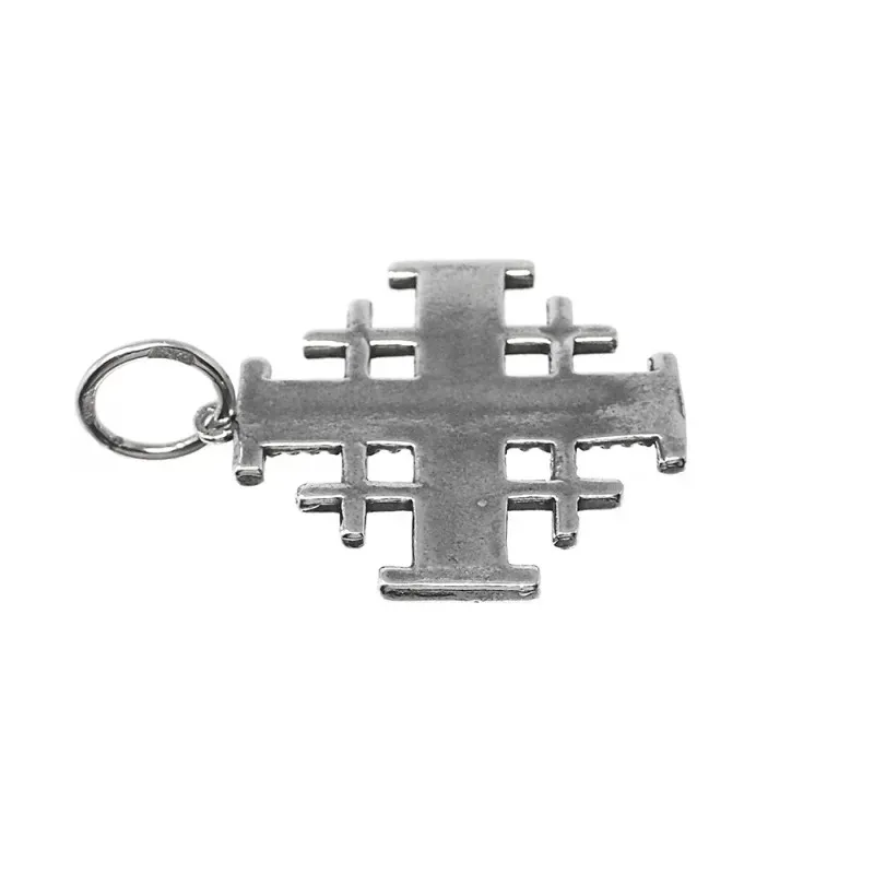 Cruz Jerusalén plata Ley 925m unisex 23 mm. colgante macizo detalles