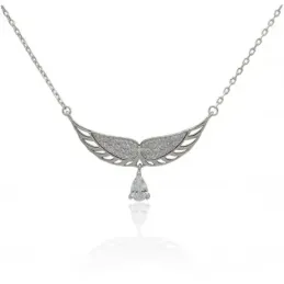 Gargantilla plata Ley 925m mujer 45 cm. rodiada colgante alas 30 mm.