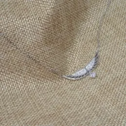 Gargantilla plata Ley 925m mujer 45 cm. rodiada colgante alas 30 mm.