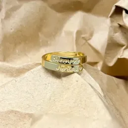 Anillo Siempre Juntas Sortija en Plata de Ley 925m chapada oro dos ba