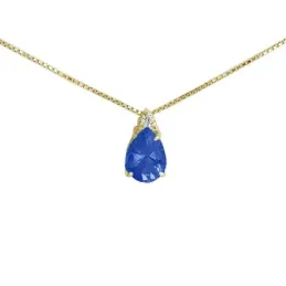 Gargantilla oro 18k colección Praga diamante brillante 0.03ct. zafiro