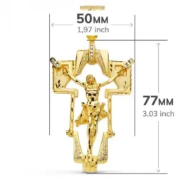 Cruz Cristo colgante oro 18k unisex 77 mm. calado detalles tallados c