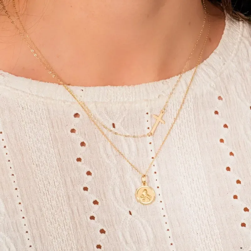 Gargantilla oro 18k cruz 42cm. [AA1873]