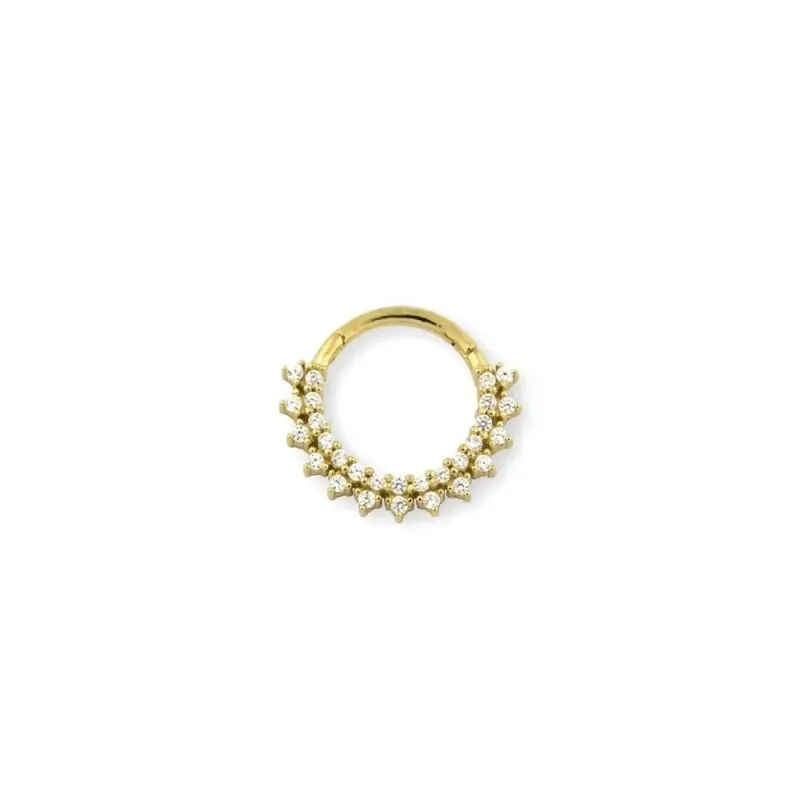 Aro Pendiente Piercing Medio Par Plata Ley 925m chapado oro 10 mm. co