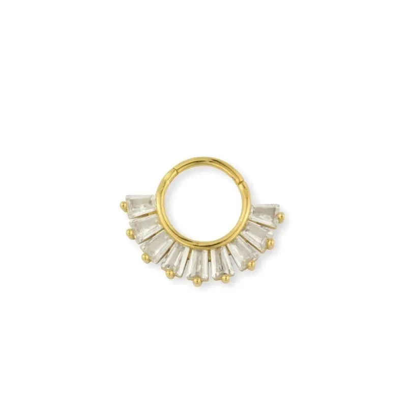 Aro Pendiente Piercing Medio Par Plata Ley 925m chapado oro 10 mm. ci