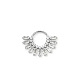 Aro Pendiente Piercing Medio Par Plata Ley 925m de 10 mm. con circoni