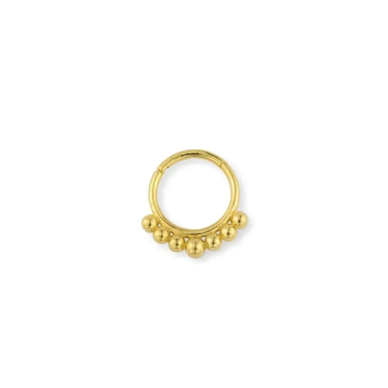 Aro Pendiente Piercing Medio Par Plata Ley 925m chapado oro con 10 mm