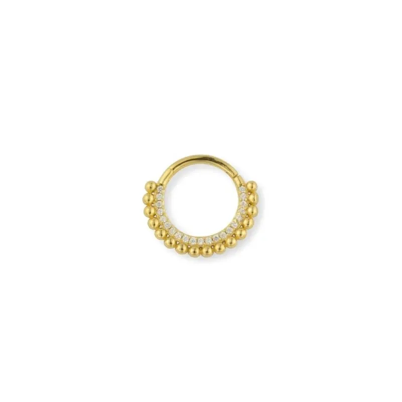 Aro Pendiente Piercing Medio Par Plata Ley 925m chapado oro con 10 mm