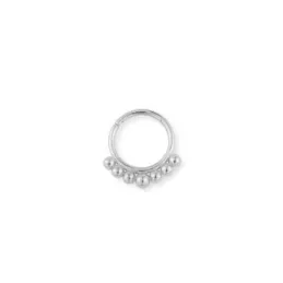 Aro Pendiente Piercing Medio Par Plata Ley 925m de 10 mm. con bolas l