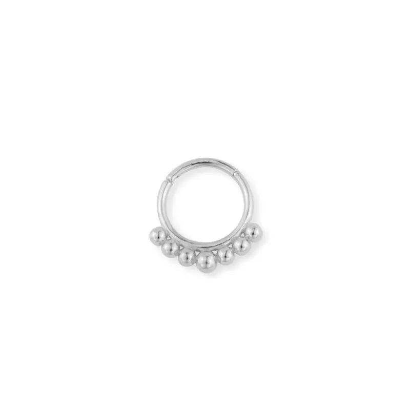 Aro Pendiente Piercing Medio Par Plata Ley 925m de 10 mm. con bolas l