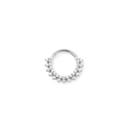 Aro Pendiente Piercing Medio Par Plata Ley 925m de 10 mm. con circoni