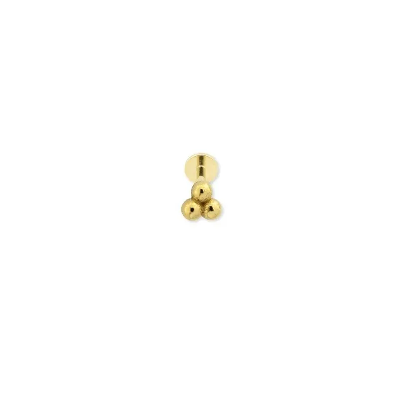 Pendiente Piercing Medio Par en Plata de Ley 925m chapado oro con 4 m